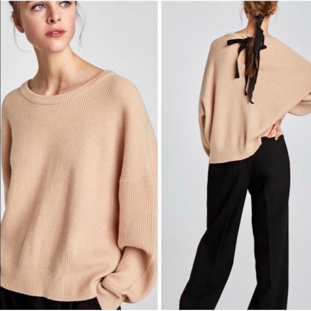 Zara Knit in Dusty Pink Back Tie Sweater